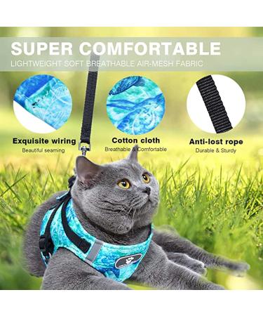 Cat Harness for Walking Adjustable Vest Harnesses Small Cats Soft Mesh Harness Pet Kitten Traction Rope with &1 Metal Leash Ring XS (Pack of 1) Green Ocean - Buy Online on GoSupps.com