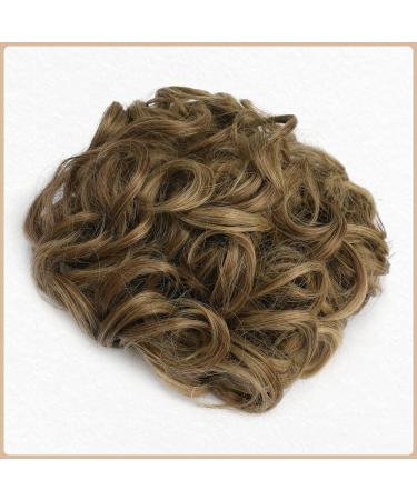Sofeiyan Short Messy Bun Hair Piece - Wavy Curly Extensions for Women Blonde & Medium Brown - Buy Online on GoSupps.com