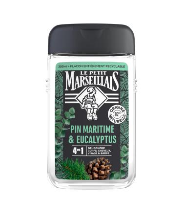 Le Petit Marseillais - Men's Shower Gel Maritime Pine & Eucalyptus (250 ml bottle) - 4 in 1 formula for body, hair, face