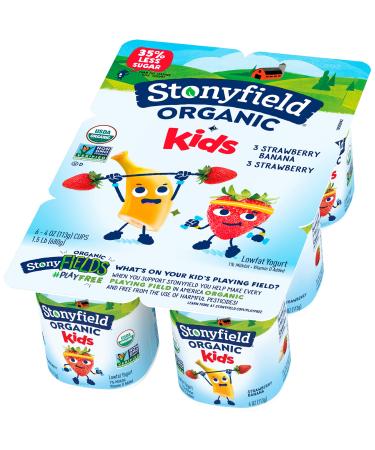 Stonyfield Organic Kids Strawberry & Strawberry Banana Lowfat Yogurt Cups Variety Pack, 4 oz. Each, 6 Ct