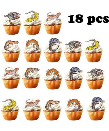 18pcs Leopard Gecko Cupcake Toppers for Boys Girls Reptile Birthday Party Decorations Lizard Party Supplies Reptile Pet Cake Decorations - Buy Online on GoSupps.com