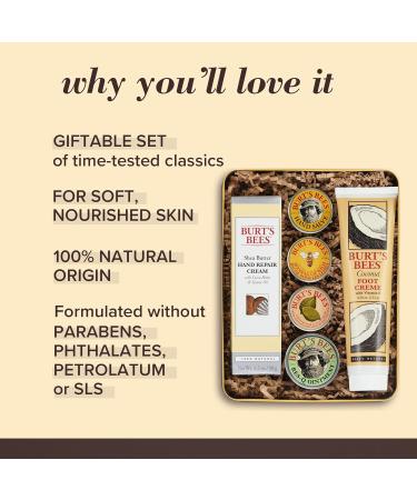Burt's Bees Classics Valentines Day Gifts Set 6 Products in Giftable Tin Cuticle Cream & Lip Balm Valentines Day Gifts Original Beeswax Lip Moisturizer With Responsibly Source - Buy Online on GoSupps.com