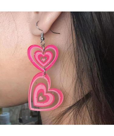 Buy Feylie Heart Earrings for Women | Hollow Glittering Cardiac Statement Earrings | Perfect Valentine's Day Gift | Light Acrylic Design - Buy Online on GoSupps.com