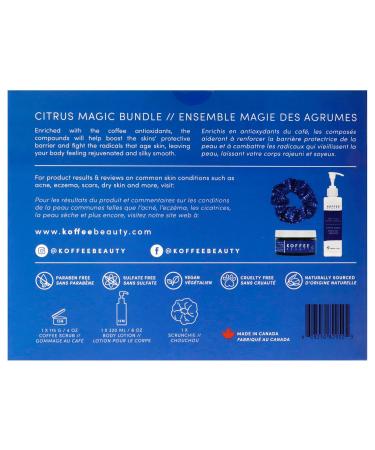 Koffee Beauty Citrus Magic Gift Set 3 pcs - Coffee Body Scrub with Hair Scrunchie - Non-Greasy Body Lotion - Nutrient-Rich Body Exfoliator - Skin Care Gift Set for All Skin Types - Buy Online on GoSupps.com