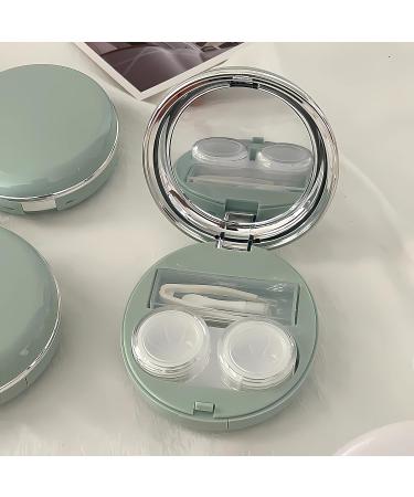 Aipu Hut Contact Lens Case with Mirror - Cute & Colorful Portable Container (Green & White 2pcs) | International Shipping Available - Buy Online on GoSupps.com