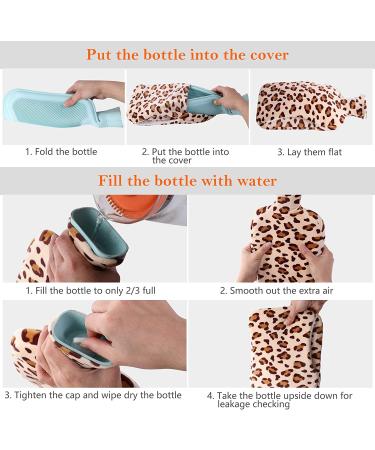 Fleece-Covered 2L Hot Water Bottle for Pain Relief - Leopard Print Hot/Cold Therapy Bag for Back Pain & Menstrual Cramps - Perfect Gift for Her - Buy Online on GoSupps.com
