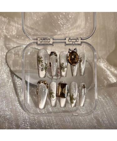 Temperament-enhancing manicure hand-wearing a side light cat's eye Joker nail patch Heavy industry Chinese detachable(M) - Buy Online on GoSupps.com