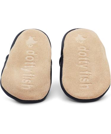 Dotty Fish Soft Leather Baby Shoes for Boys | Non-Slip Suede Soles | Smart Navy | 0-6 Months - 4-5 Years - Buy Online on GoSupps.com