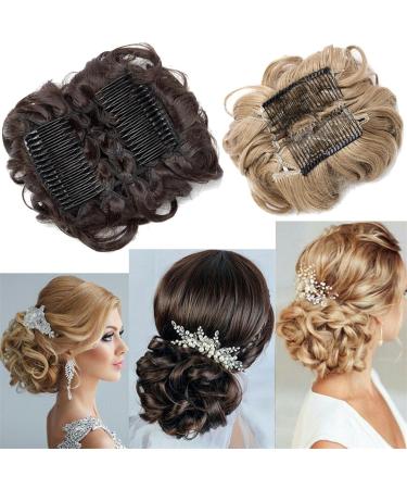 Hair Bun Hairpiece for Women Synthetic Dish Hair Bun Comb Clip In Hair Extension Messy Wave Curly Chignon Hair Pieces Updo Curly Ponytails Extension Hairpiece for Women Hair Chignons(16P613) - Buy Online on GoSupps.com