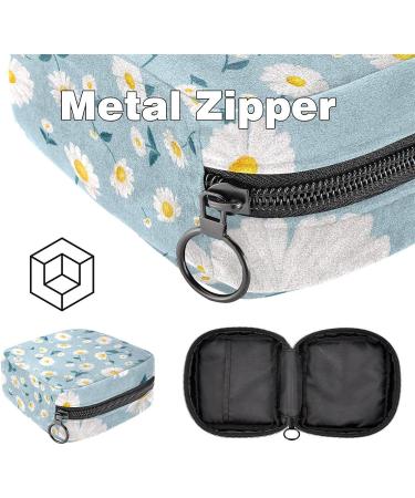 MUOOUM Sanitary Napkin Storage Bag - Daisy on Blue Background | Menstrual Cup Pouch for Women | Portable Menstrual Pad Storage Bag | Feminine Menstruation First Period Bag | Multi-colored - Buy Online on GoSupps.com