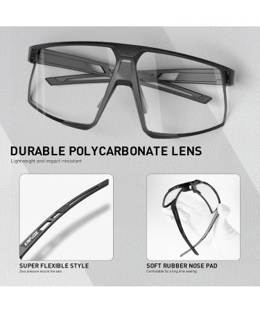 Kapvoe Photochromatic Self-Tinting Bicycle Glasses | UV400 Protection | Unisex TR90 Sports Sunglasses for Cycling MTB Running & Baseball - A01 Black - Buy Online on GoSupps.com