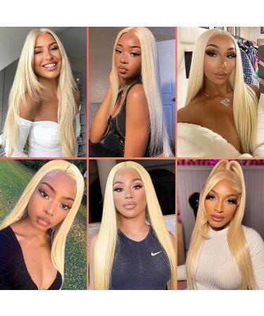 22 Inch Blonde Lace Front Wig Human Hair 150% Density Pre-plucked HD 613 Straight Lace Frontal Wig for Women - Glueless and Natural Looking - Buy Online on GoSupps.com
