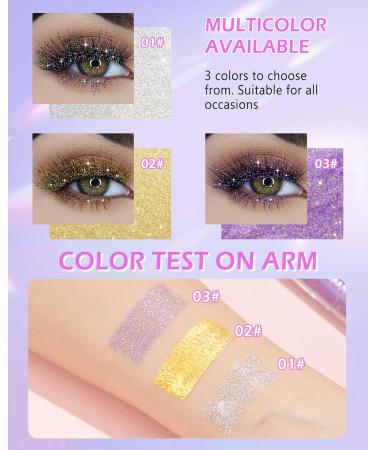 Glitter Mascara for Eyelashes Sparkling Colored Mascara Waterproof Long Lasting Diamond Mascara Smudge-Proof No Clumping Colorful Eyes Makeup for Women Wedding Stage Music Festival (03#Purple) - Buy Online on GoSupps.com