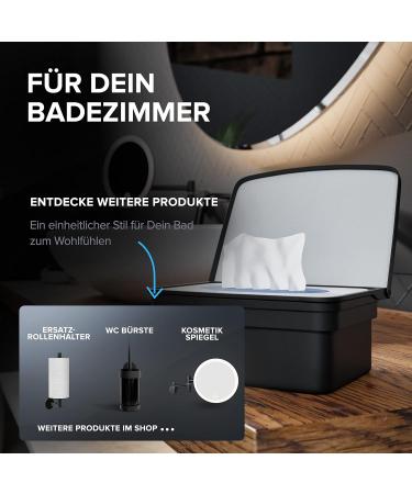 Ovimar Wet Wipes Box with Lid - Noble Black Powder-Coated Stainless Steel | Keep Cosmetic Towels Fresh | Drill Installation - Buy Online on GoSupps.com