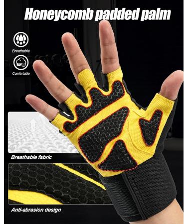 Manueklear Training Gloves for Men & Women - Strength Sports CrossFit Bodybuilding Cycling - Yellow - Buy Online on GoSupps.com