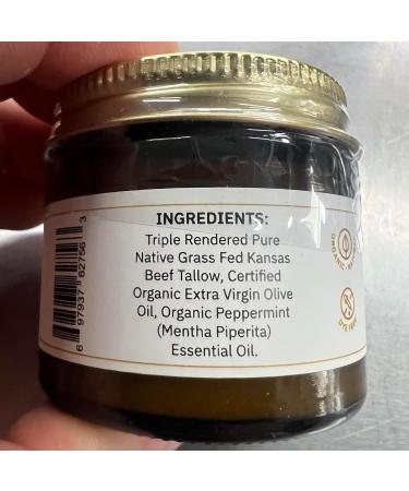 Grass Fed Beef Tallow Balm - 2 oz - Grown and Made in USA - Organic Grass Fed and Finished Tallow - Moisturizing Skin Care Peppermint Peppermint 2 oz - Buy Online on GoSupps.com