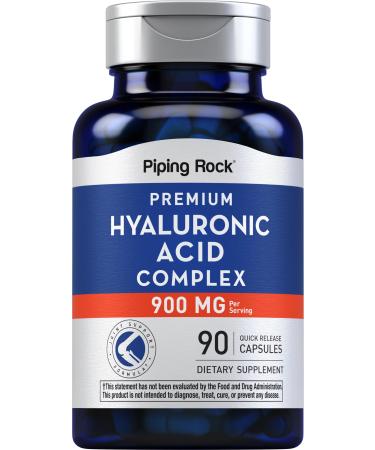 Piping Rock Hyaluronic Acid Supplement | 900mg | 90 Capsules | with MSM and Collagen | Premium Complex Pills | Non-GMO Gluten Free