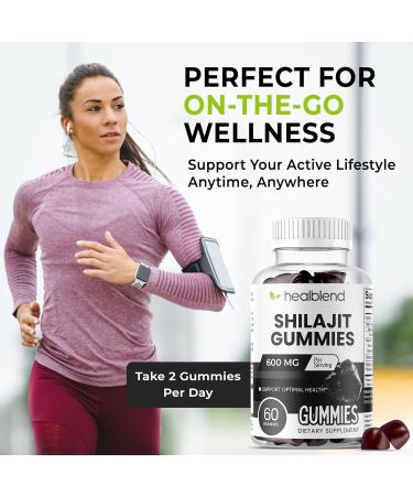 healblend Organic Himalayan Shilajit Gummies 600mg - Optimal Health Energy & Immunity Support for Men & Women Natural Fruit Flavor - 60 Gummy (3) - Buy Online on GoSupps.com