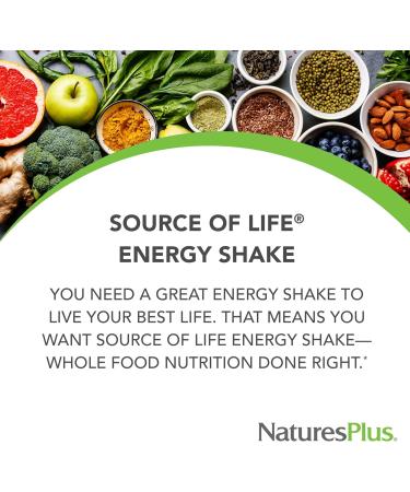 NaturesPlus Source of Life Energy Shake - 2.2 lb - Provides 13g Complete Protein Vitamins & Minerals - Non-GMO Gluten Free Vegetarian - 26 Servings 2.2 Pound (Pack of 1) - Buy Online on GoSupps.com