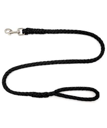 Dog leash large dogs jumbo with hand loop up to 80 kg / guide leash / practice line / training line very stable 17 colors (1.30m black) 1.30 m black