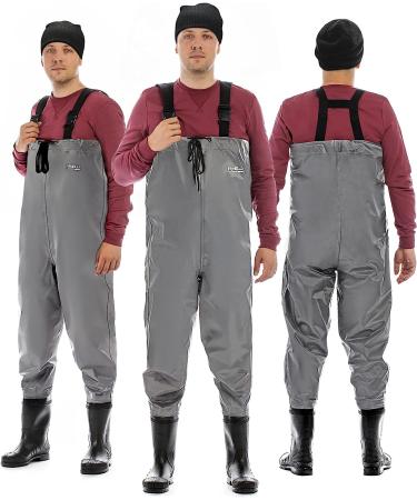 Foxelli Chest Waders - Waterproof Fishing Waders for Men & Women with Boots | Lightweight 2-ply Nylon/PVC Construction | Size 10 - Buy Online on GoSupps.com
