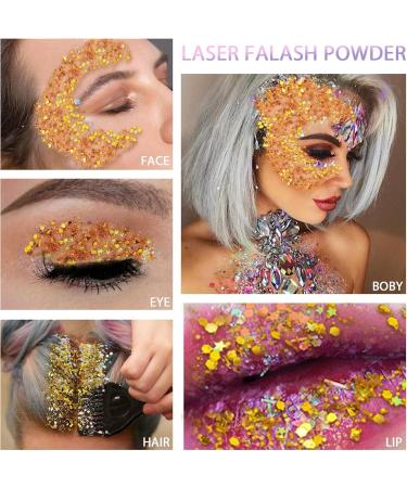 Sunnylisa Body Glitter Gel - Mermaid Sequin Sparkling Makeup with Brushes for Festivals & Parties - Buy Online on GoSupps.com