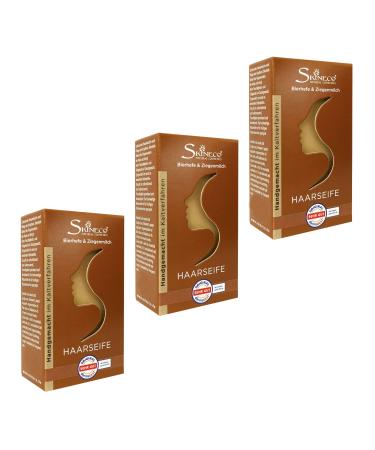 Skineco Goat Milk Soap with Brewer's Yeast - Natural Handmade Cosmetic - Firm Shampoo - Gentle Cleansing for Sensitive Scalp - Hair Soap - Free - 3 Pack