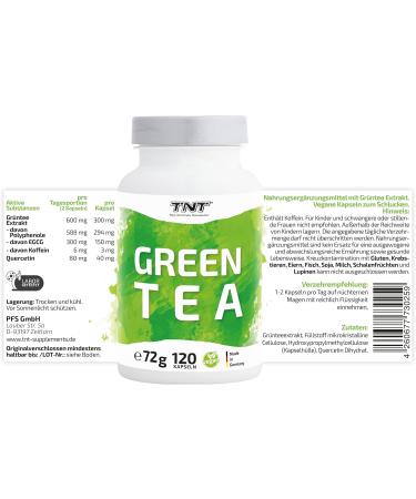 Buy TNT Green Tea Capsules - 120 Vegan Capsules | 600mg Pure Green Tea Extract for Focus & Energy | International Shipping Available - Buy Online on GoSupps.com