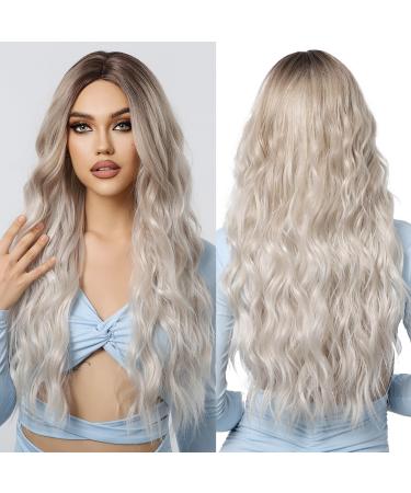 Oefei long ombre blonde wig natural wavy wigs for women natural synthetic hair heat-resistant wigs for daily party cosplay wear ombre blonde (1132-1) - Buy Online on GoSupps.com