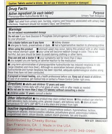 Cheeky Bonsai UTI Pain Relief Tablets - Fast Acting & Maximum Strength Support for Healthy Urinary Tract | 24 Tablets - Buy Online on GoSupps.com