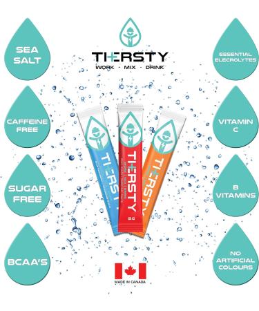 Thersty Electrolyte Powder ZERO Sugar Electrolyte Packets Designed for Rapid Hydration. All Natural Ingredients and Trusted by the World s most Demanding Industries 10 Servings - Blue Raspberry - Buy Online on GoSupps.com