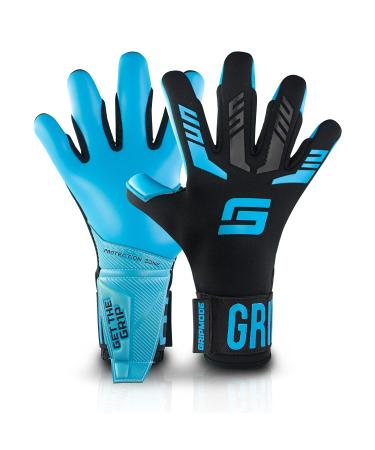 Gripmode goalkeeper gloves men aqua hybrid - football goalkeeper gloves with surface from GripTec for every weather - football gloves for children young people & adults - size 7-11 10 aqua