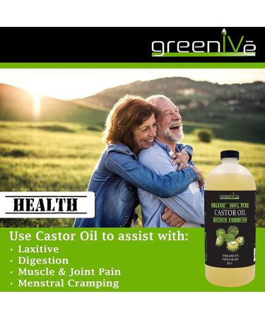 GreenIVe 100% Pure Cold Pressed Castor Oil - Hexane Free, 32 oz - Available Exclusively on Amazon - Buy Online on GoSupps.com