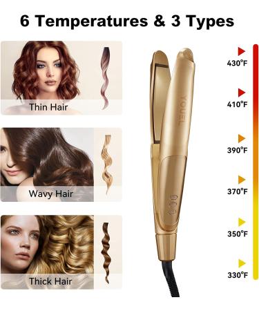 2-in-1 Twist Straightening Curling Iron - 5 Temp Settings - Hair Straightener and Curler - LED Display - Dual Voltage - A-Gold - Buy Online on GoSupps.com