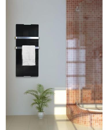 PURLINE ZAFIR V600T B - Electric Towel Rail Radiator | Black Tempered Glass WiFi Control & Weekly Programmable | Shop Internationally - Buy Online on GoSupps.com