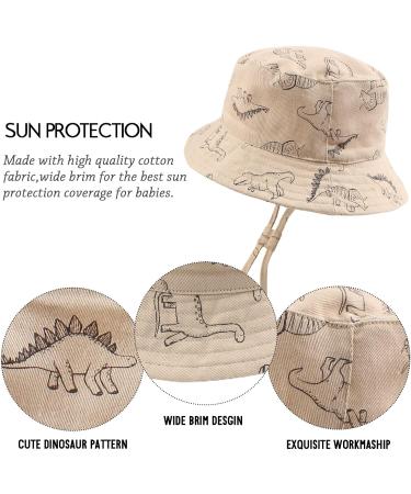 XIAOHAWANG Baby Boy Sun Hat | Dinosaur Bucket Hat for Infant Toddler | Summer Beach Cap 3-6 Months (Khaki) - Buy Online on GoSupps.com