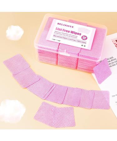 1000 PCS Pink Lint Free Nail & Lash Glue Wipes with Container - Super Absorbent Soft Non-Woven Fabric for Extensions & Nail Polish Removal - Buy Online on GoSupps.com