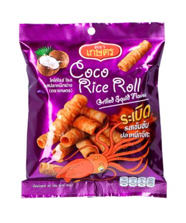 Kaset Coco Rice Roll Grilled Squid Flavour 40g