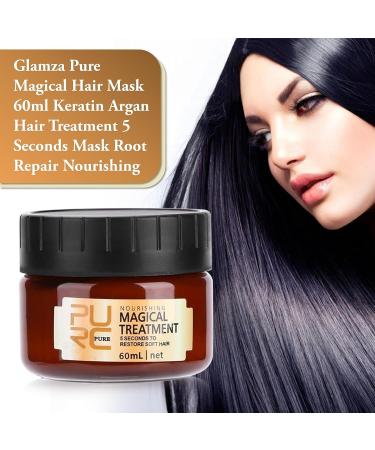Glamza Pure Magical Hair Mask 60ml - Keratin & Argan 5 Seconds Treatment for Root Repair & Nourishing - Buy Online on GoSupps.com
