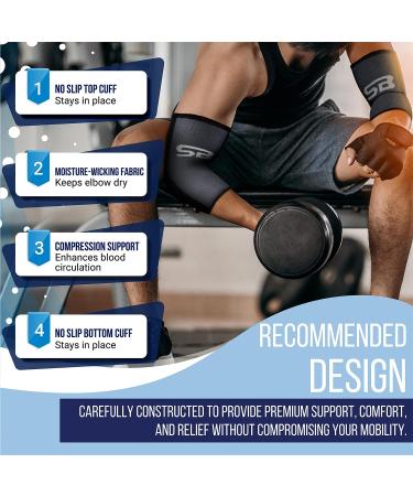 SB SOX Compression Elbow Brace (Pair) - Ultimate Support for Tennis Elbow Tendonitis & Arthritis - Ideal for Sports & Weightlifting - Large Black - Shop Internationally - Buy Online on GoSupps.com