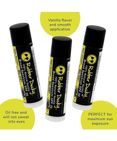 Rubber Ducky SPF 30 Natural Mineral Lip Balm 10.5% Zinc Oxide Sunscreen - Broad Spectrum UV Protection, Waterproof, Reef-Safe - NO-OX Untinted-Vanilla 3 Pack 0.15 Ounce - Buy Online on GoSupps.com