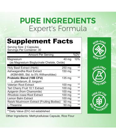 Sharalore 13-in-1 Natural Sleep Aid for Adults Melatonin-Free Premium Sleep Supplement with Magnesium Ashwagandha 5-HTP Valerian Root & Probiotics Non-Habit Forming 60 Capsules - Buy Online on GoSupps.com