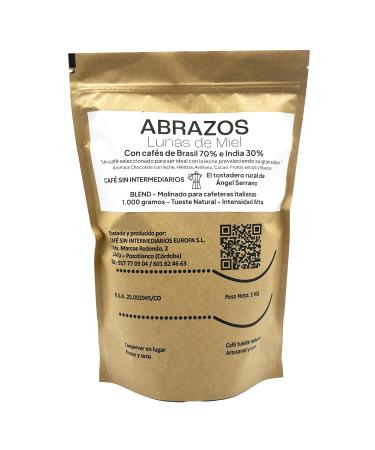 CAFE SIN INTERMEDIARIOS - Abrazos - Caf de Br sil para Cafetera Italiana - Moka 1Kg - Torr faction hebdomadaire - Emball et moulu a l'exp dition - Intensit de saveur moyenne Cafeti re Italienne - Moka 1 kg (Lot de 1)