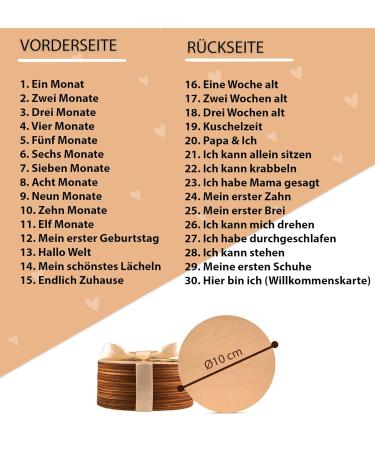 Lotuskind Milestone Cards for Baby - 100% Real Linden Wood - Cute & Unique Baby Growth Tracker - Perfect Gift for Boys & Girls - 10 cm x 3 mm - Buy Online on GoSupps.com