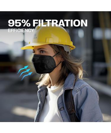 SURESAFE 20 Pack Black Mask - 5 Ply Face Mask Masks Disposable for Adult With Adjustable Ear Loops & Nose Bridge Dust Mask - Buy Online on GoSupps.com