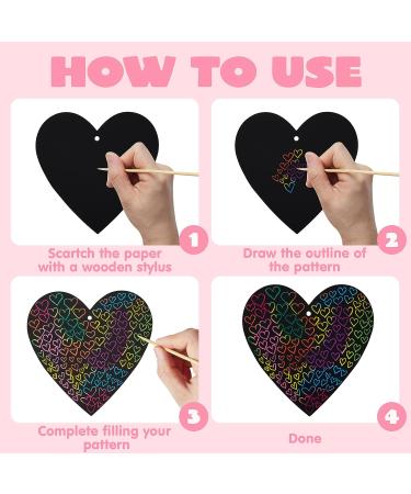 JOYIN 36 Packs Valentines Day Gifts Cards for Kids Magic Color Scratch Heart Rainbow Scratch Paper Heart Art Valentine Crafts & Art for Kids Classroom Exchange Create Rainbow Scratch Art Without Ink - Buy Online on GoSupps.com