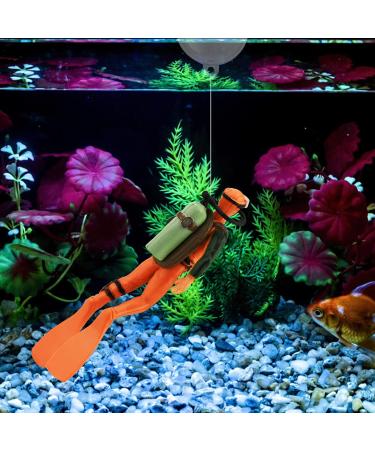 BEKECIDI 2-Pack Aquarium Decorations - Small Divers & Floating Trailer for Creative Sea Landscape - Blue & Orange - Buy Online on GoSupps.com