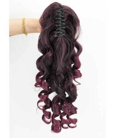 IMISSU Long Curly Claw Ponytail Clip On Hair Extension Pony Tail Hair Piece (Black Ombre Burgundy 1T118) - Buy Online on GoSupps.com