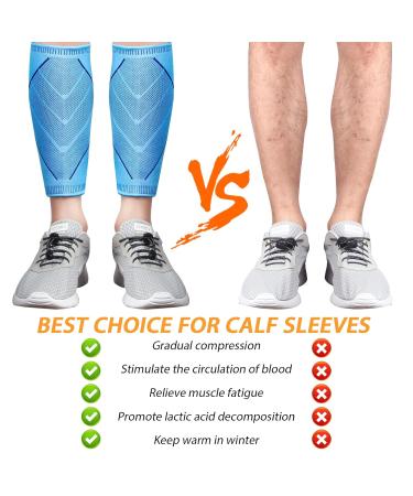 Calf Compression Sleeves for Women & Men 2 Pack Elastic Calf Support Footless Socks Ventilation Calf Brace for Pain Relief Sports Recovery Cycling Travelling Gym Calf Guards (Blue M) M Blue - Buy Online on GoSupps.com