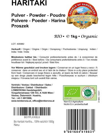 Buy Pearls ORGANIC Haritaki Powder 1kg - 100% Pure & Natural Vegan Superfood - No Additives - Buy Online on GoSupps.com